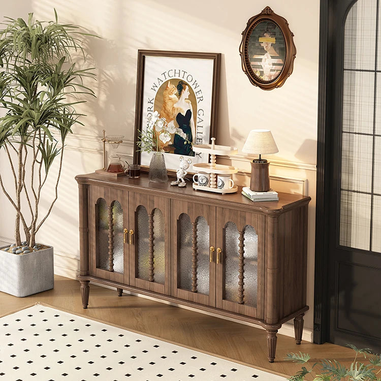 Elegant Solid Wood Sideboard with Multi-Layer Board and Glass Doors – Perfect Storage Solution for Stylish Homes halmh-5323