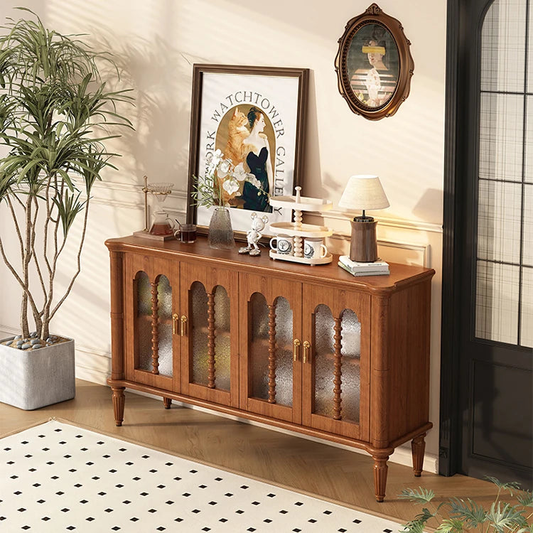 Elegant Solid Wood Sideboard with Multi-Layer Board and Glass Doors – Perfect Storage Solution for Stylish Homes halmh-5323