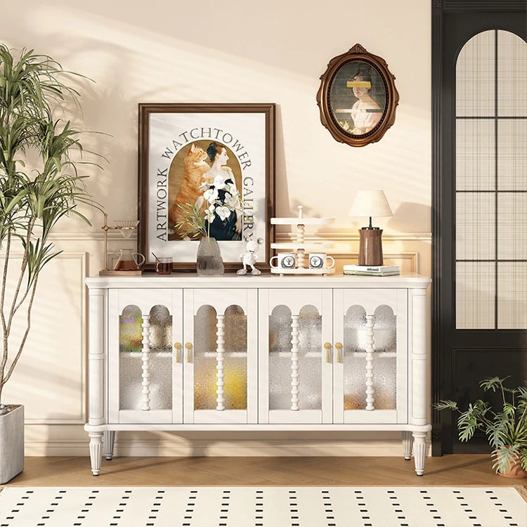 Elegant Solid Wood Sideboard with Multi-Layer Board and Glass Doors – Perfect Storage Solution for Stylish Homes halmh-5323