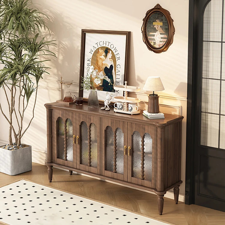 Elegant Solid Wood Sideboard with Multi-Layer Board and Glass Doors – Perfect Storage Solution for Stylish Homes halmh-5323