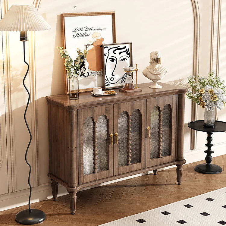 Elegant Solid Wood Sideboard with Multi-Layer Board and Glass Doors – Perfect Storage Solution for Stylish Homes halmh-5323