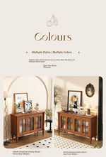 Elegant Solid Wood Sideboard with Multi-Layer Board and Glass Doors – Perfect Storage Solution for Stylish Homes halmh-5323