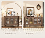 Elegant Solid Wood Sideboard with Multi-Layer Board and Glass Doors – Perfect Storage Solution for Stylish Homes halmh-5323