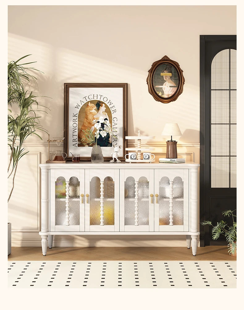 Elegant Solid Wood Sideboard with Multi-Layer Board and Glass Doors – Perfect Storage Solution for Stylish Homes halmh-5323