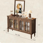 Elegant Solid Wood Sideboard with Multi-Layer Board and Glass Doors – Perfect Storage Solution for Stylish Homes halmh-5323