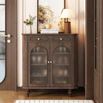 Elegant Black Walnut Shoe Cabinet with Glass Doors - Stylish Multi-Layer Storage Solution for Your Entryway halmh-5324