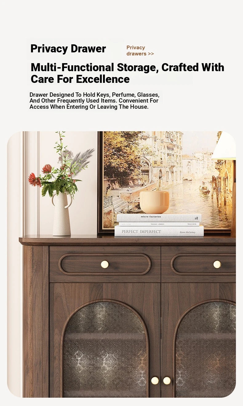 Elegant Black Walnut Shoe Cabinet with Glass Doors - Stylish Multi-Layer Storage Solution for Your Entryway halmh-5324