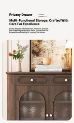 Elegant Black Walnut Shoe Cabinet with Glass Doors - Stylish Multi-Layer Storage Solution for Your Entryway halmh-5324