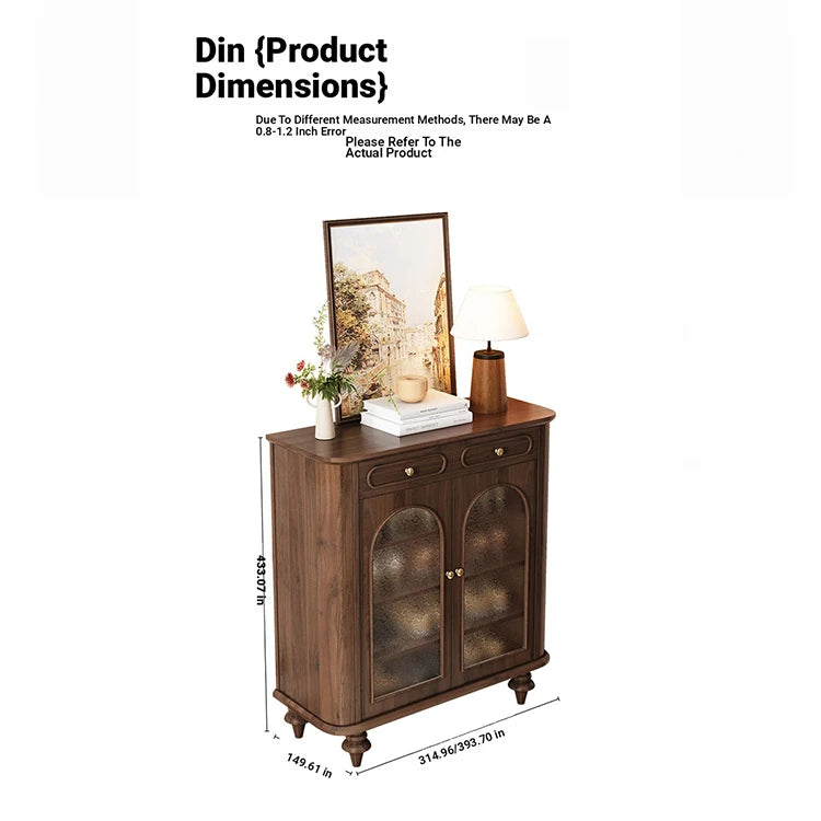 Elegant Black Walnut Shoe Cabinet with Glass Doors - Stylish Multi-Layer Storage Solution for Your Entryway halmh-5324