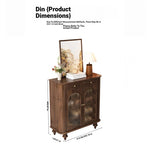 Elegant Black Walnut Shoe Cabinet with Glass Doors - Stylish Multi-Layer Storage Solution for Your Entryway halmh-5324