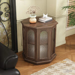 Stylish Black Walnut Wood Side Table with Glass Inserts - Modern Multi-Layer Design for Living Room & Bedroom halmh-5325