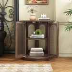 Stylish Black Walnut Wood Side Table with Glass Inserts - Modern Multi-Layer Design for Living Room & Bedroom halmh-5325