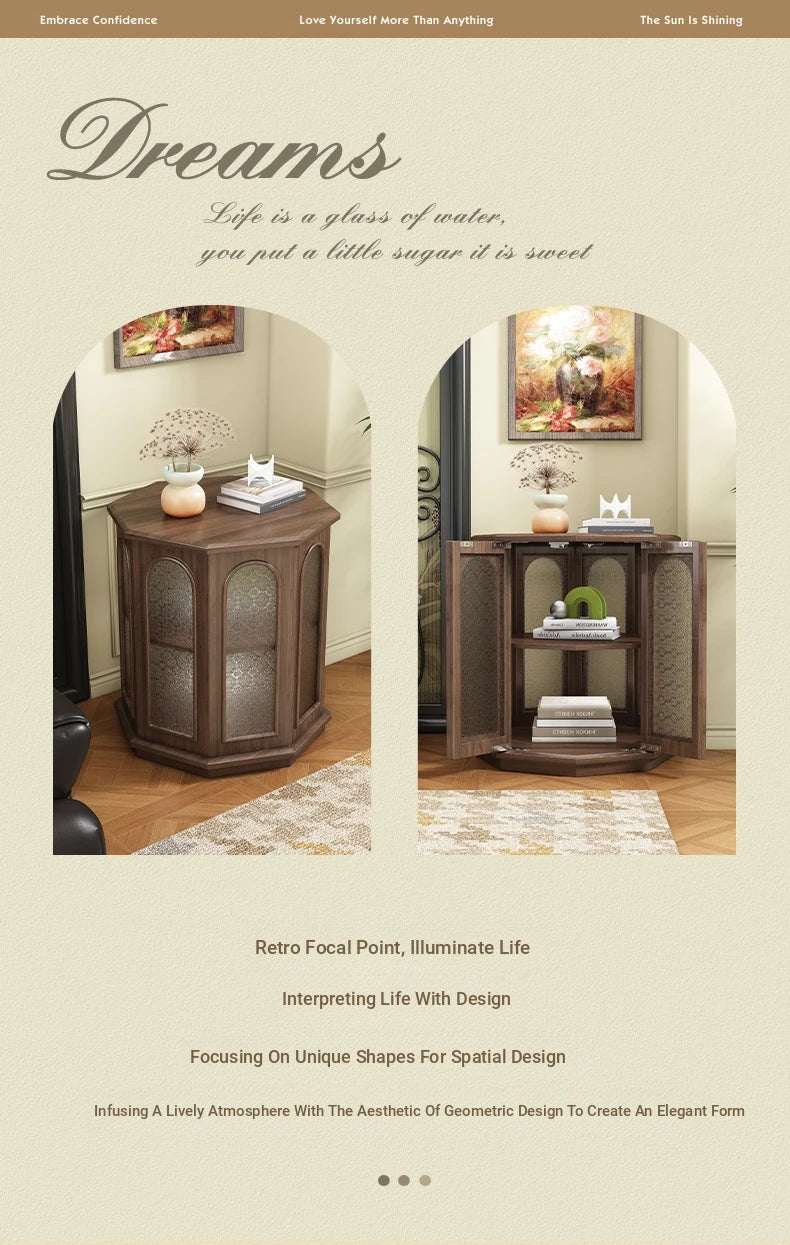 Stylish Black Walnut Wood Side Table with Glass Inserts - Modern Multi-Layer Design for Living Room & Bedroom halmh-5325