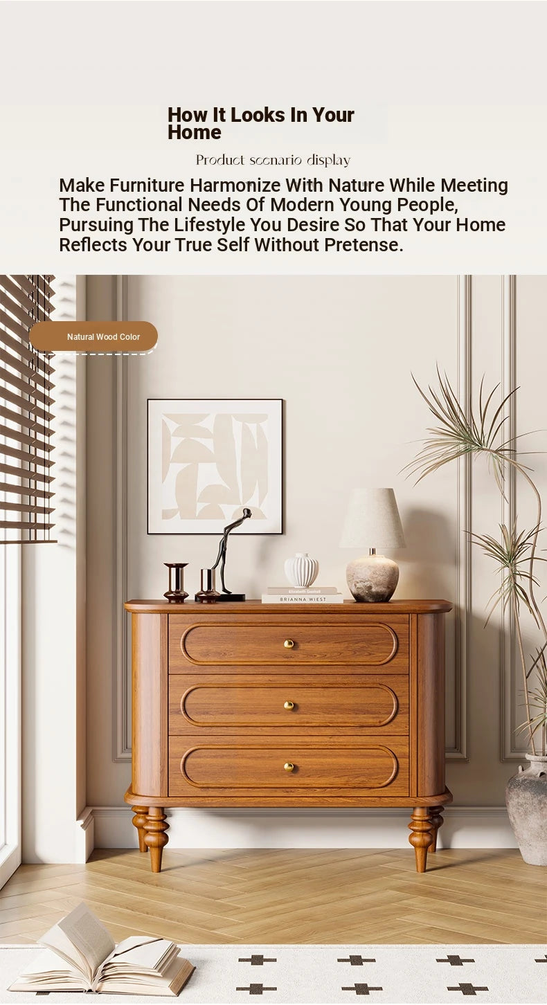 Elegant Solid Wood Nightstand with Multi-Layer Board Design – Stylish Storage Solution for Any Bedroom halmh-5326