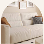 Chic Pine Wood Sofa with Beige, Green, and Dark Yellow Khaki Cushions - Ultimate Comfort with Down Filling hatx-1021