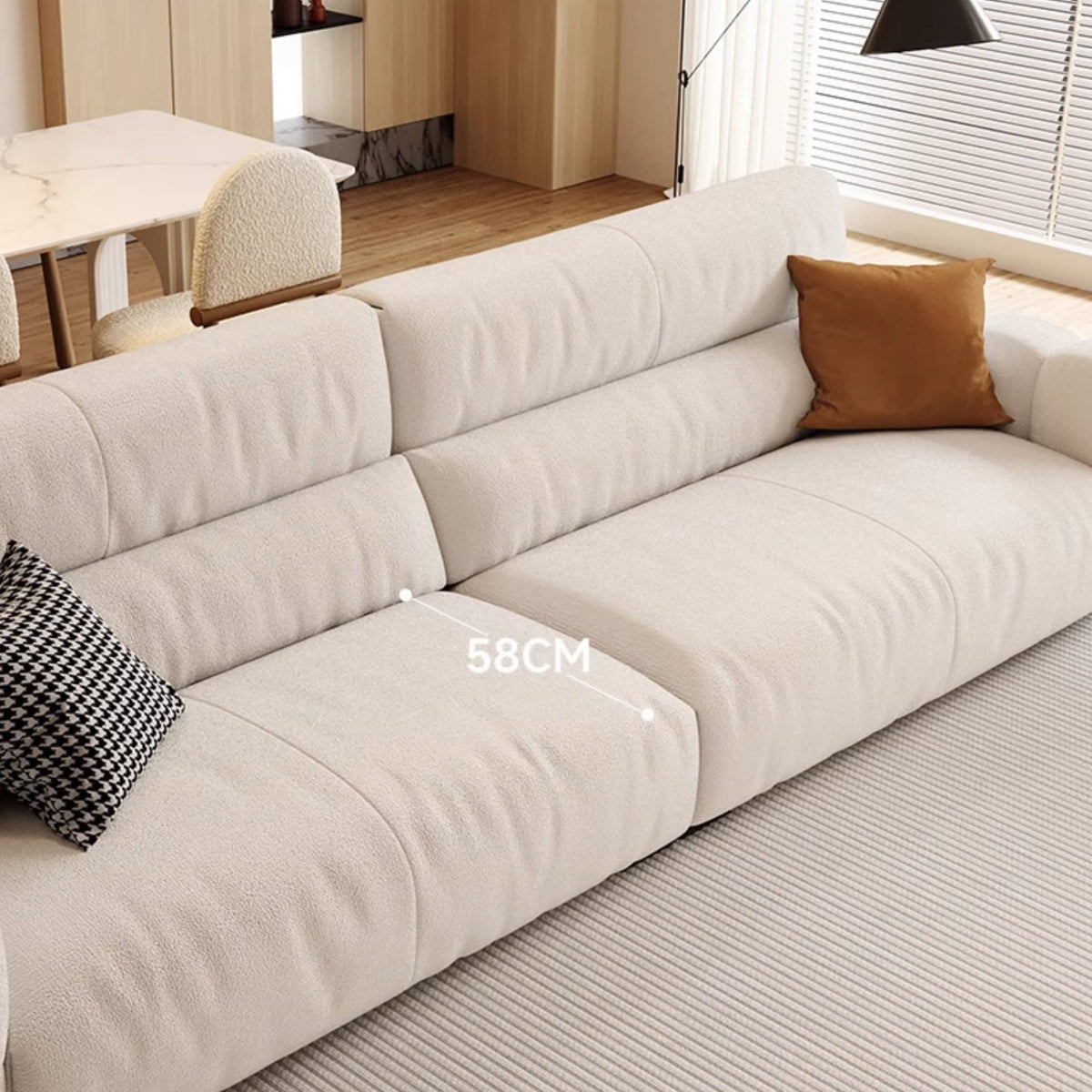 Chic Pine Wood Sofa with Beige, Green, and Dark Yellow Khaki Cushions - Ultimate Comfort with Down Filling hatx-1021