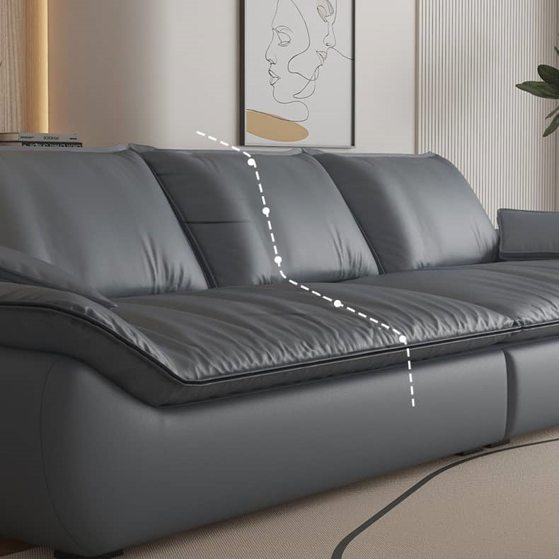 Luxurious Gray Pine Wood Sofa with Latex Down Cushions and Leathaire Finish hatx-1024