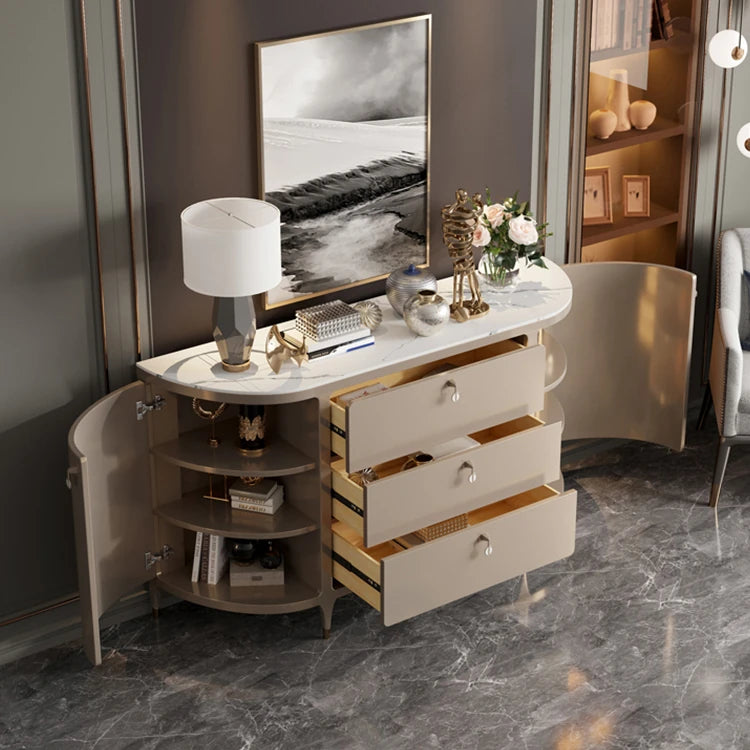 Modern Ceramic Sintered Stone and Solid Wood Cabinet - Stylish Storage Solution hbs-4418