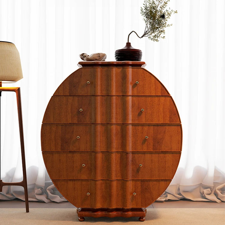 Elegant Solid Wood Cabinet with Unique Circular Design - Perfect for Stylish Storage hbs-4419