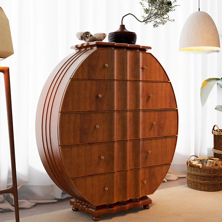 Elegant Solid Wood Cabinet with Unique Circular Design - Perfect for Stylish Storage hbs-4419