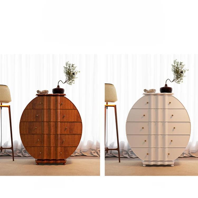 Elegant Solid Wood Cabinet with Unique Circular Design - Perfect for Stylish Storage hbs-4419