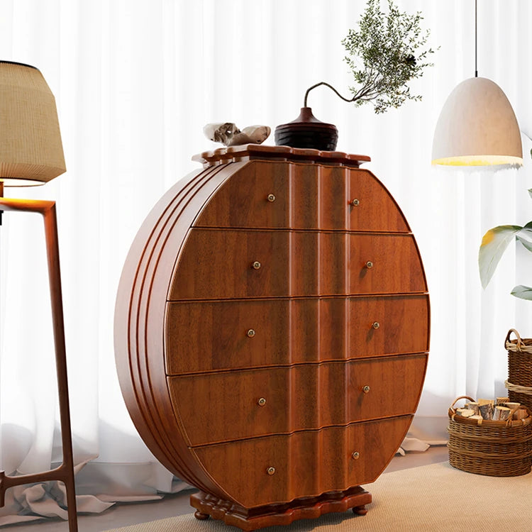 Elegant Solid Wood Cabinet with Unique Circular Design - Perfect for Stylish Storage hbs-4419