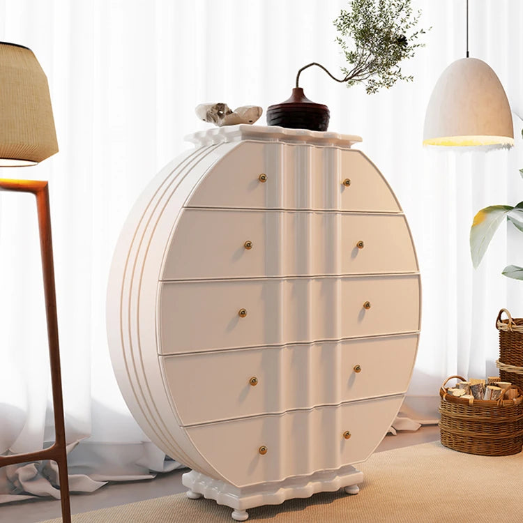 Elegant Solid Wood Cabinet with Unique Circular Design - Perfect for Stylish Storage hbs-4419