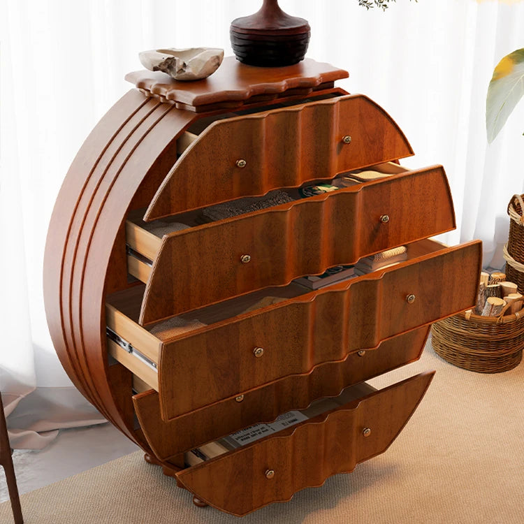 Elegant Solid Wood Cabinet with Unique Circular Design - Perfect for Stylish Storage hbs-4419