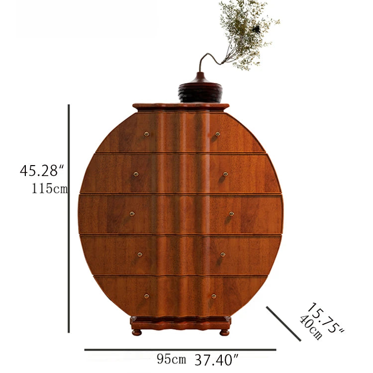 Elegant Solid Wood Cabinet with Unique Circular Design - Perfect for Stylish Storage hbs-4419