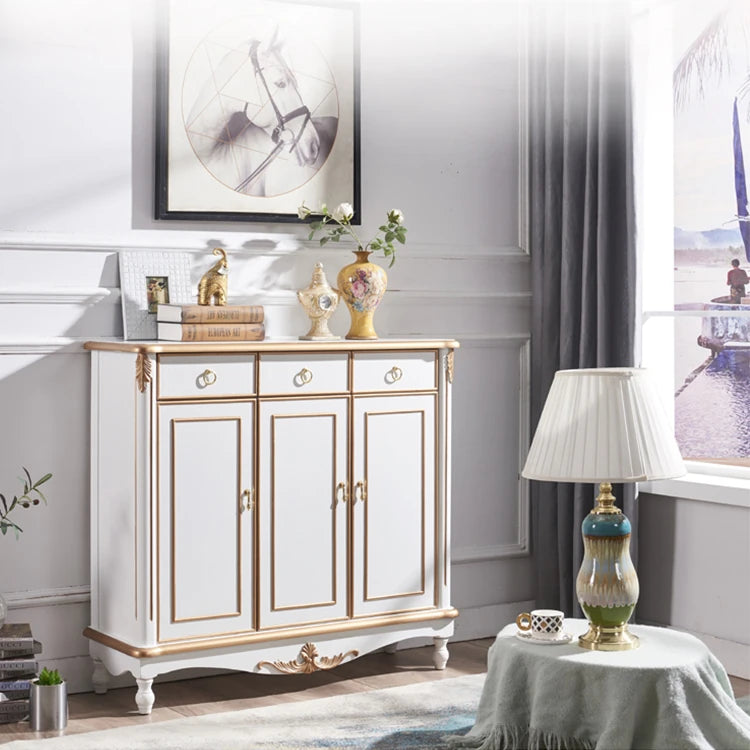 Elegant White and Gold Cabinet with Ample Storage for Modern Living Rooms hbs-4423