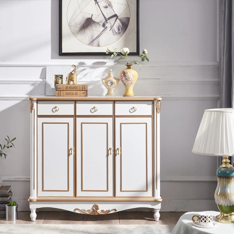 Elegant White and Gold Cabinet with Ample Storage for Modern Living Rooms hbs-4423