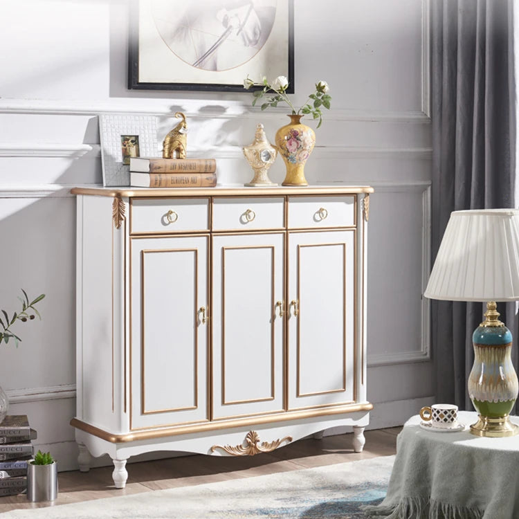 Elegant White and Gold Cabinet with Ample Storage for Modern Living Rooms hbs-4423