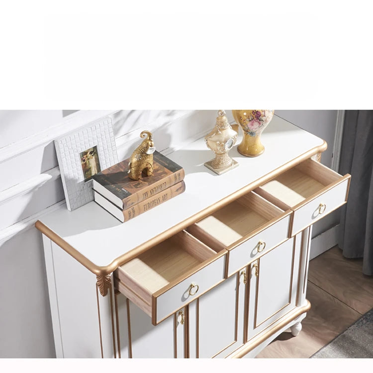 Elegant White and Gold Cabinet with Ample Storage for Modern Living Rooms hbs-4423