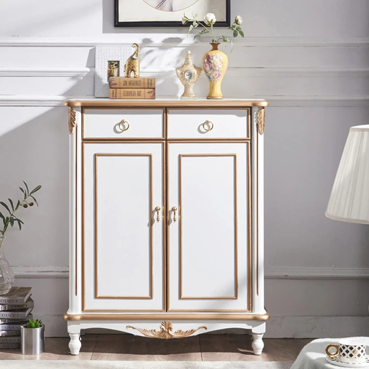 Elegant White and Gold Cabinet with Ample Storage for Modern Living Rooms hbs-4423