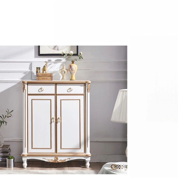 Elegant White and Gold Cabinet with Ample Storage for Modern Living Rooms hbs-4423