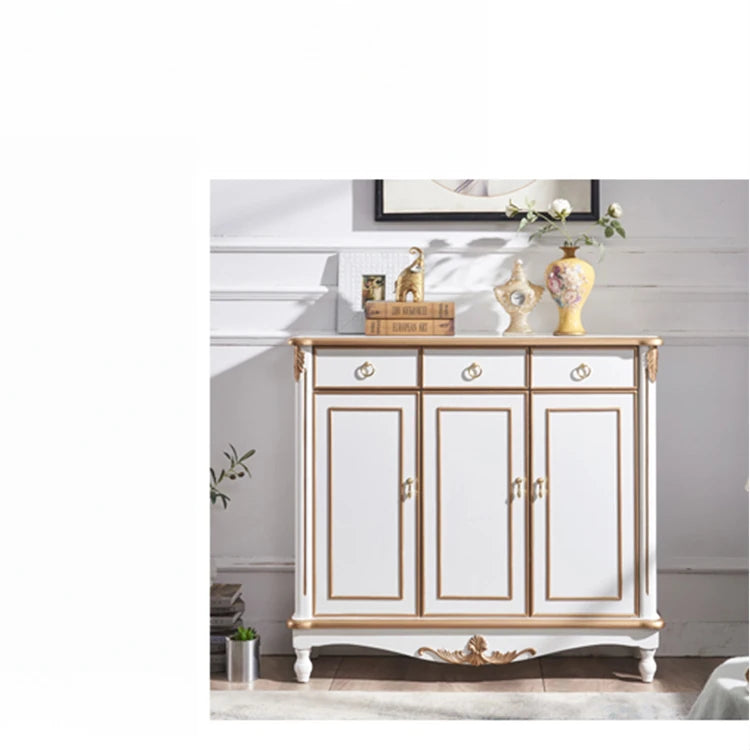 Elegant White and Gold Cabinet with Ample Storage for Modern Living Rooms hbs-4423