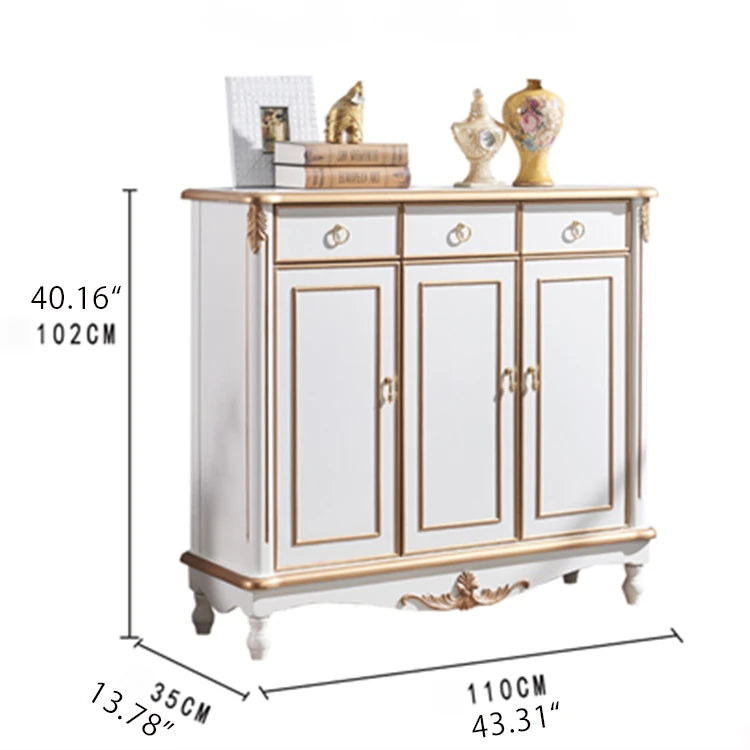 Elegant White and Gold Cabinet with Ample Storage for Modern Living Rooms hbs-4423