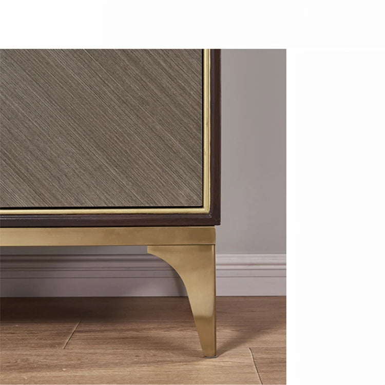 Stylish Stainless and Wood Cabinet with Gold Accents - Modern Storage Solution hbs-4424