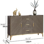 Stylish Stainless and Wood Cabinet with Gold Accents - Modern Storage Solution hbs-4424