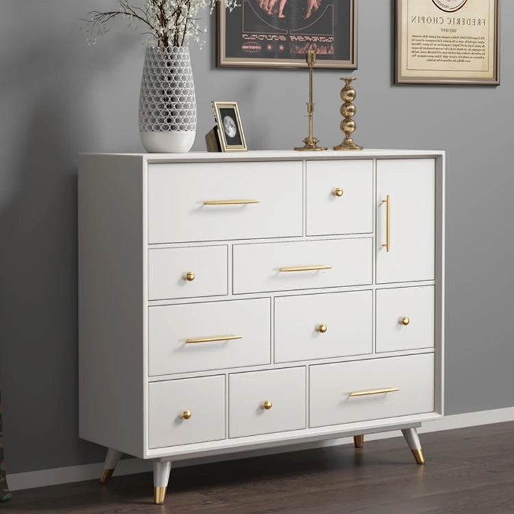 Modern Solid Wood Cabinet with Gold Accents - Stylish Storage Solution hbs-4428