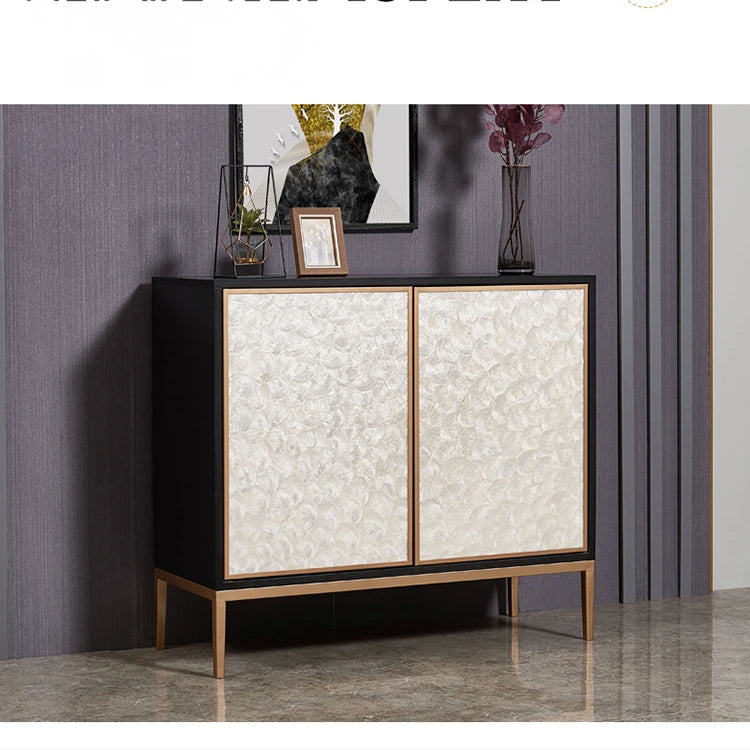 Elegant Shell Cabinet with Textured Panels - Stylish Storage Solution for Modern Spaces hbs-4430