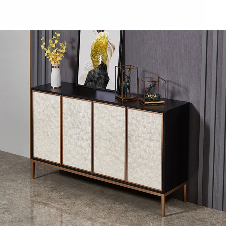 Elegant Shell Cabinet with Textured Panels - Stylish Storage Solution for Modern Spaces hbs-4430