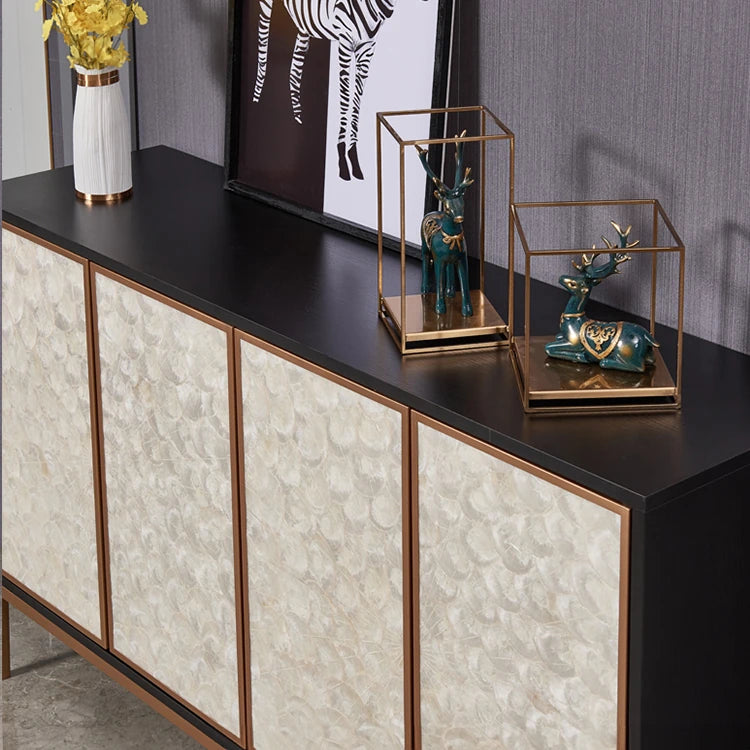 Elegant Shell Cabinet with Textured Panels - Stylish Storage Solution for Modern Spaces hbs-4430