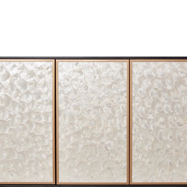 Elegant Shell Cabinet with Textured Panels - Stylish Storage Solution for Modern Spaces hbs-4430