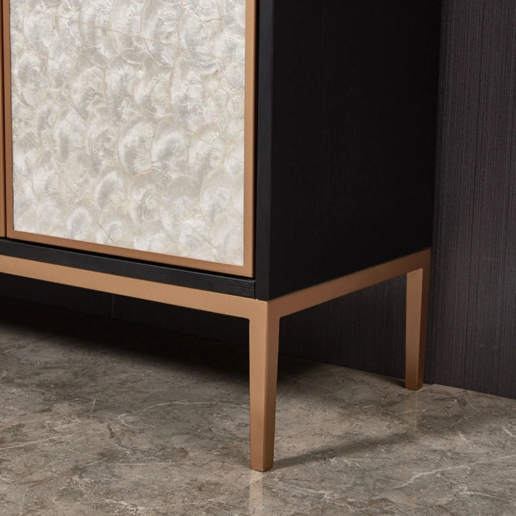 Elegant Shell Cabinet with Textured Panels - Stylish Storage Solution for Modern Spaces hbs-4430