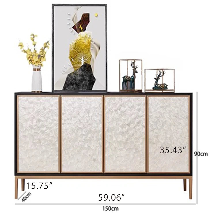 Elegant Shell Cabinet with Textured Panels - Stylish Storage Solution for Modern Spaces hbs-4430