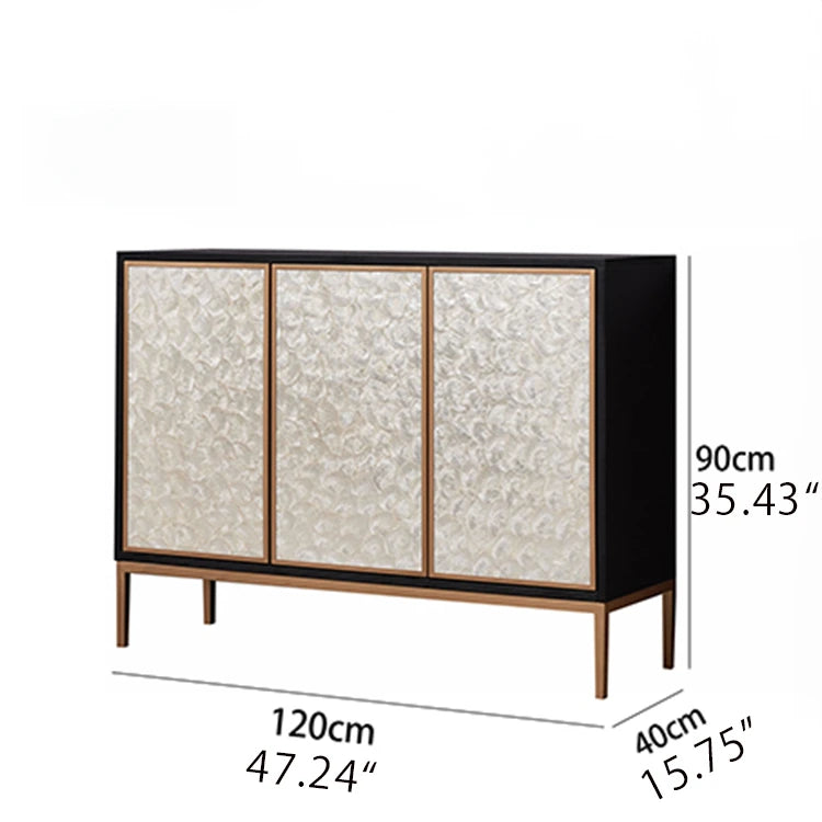 Elegant Shell Cabinet with Textured Panels - Stylish Storage Solution for Modern Spaces hbs-4430