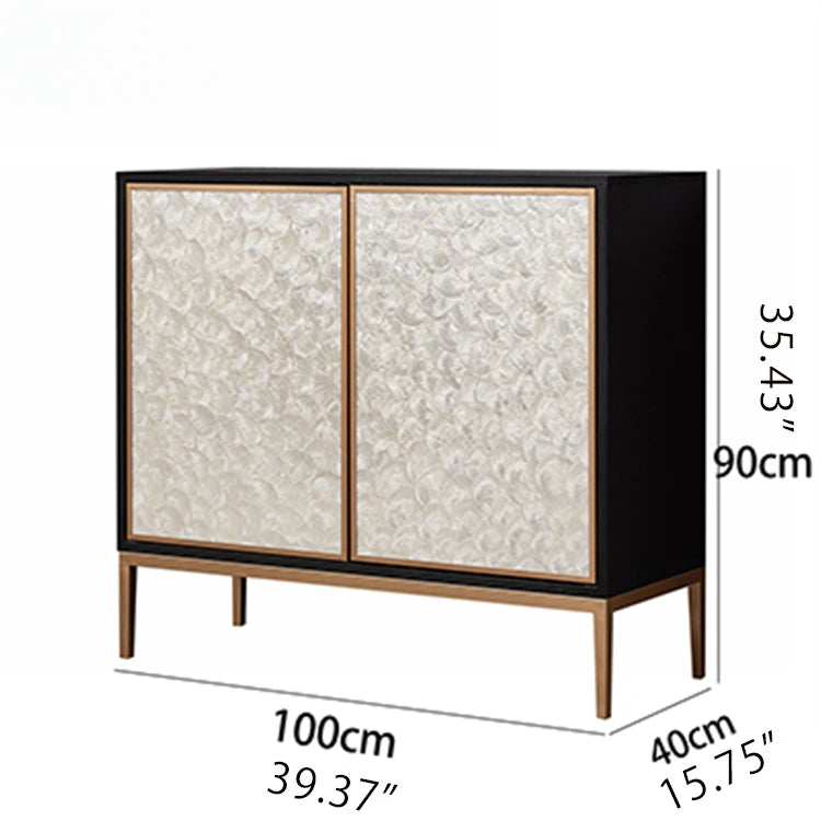 Elegant Shell Cabinet with Textured Panels - Stylish Storage Solution for Modern Spaces hbs-4430