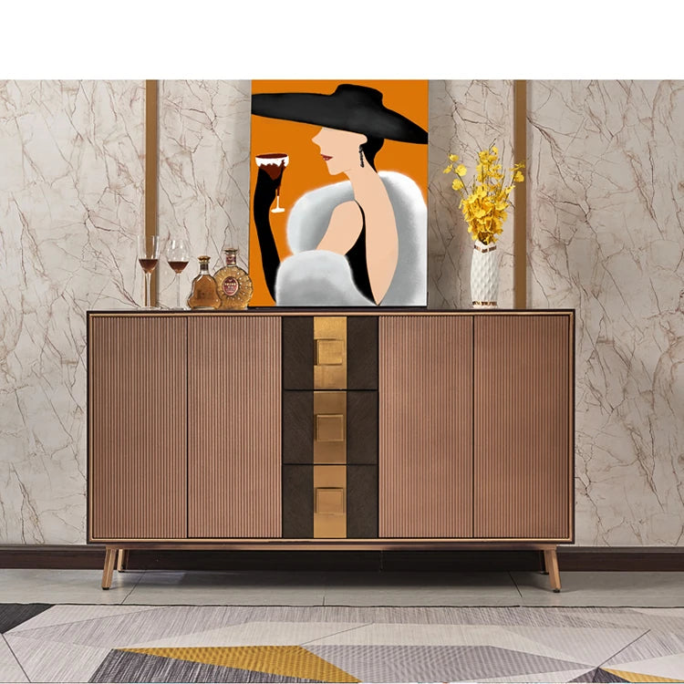 Modern Solid Wood Cabinet with Artistic Flair – Perfect for Elegant Living Spaces hbs-4433