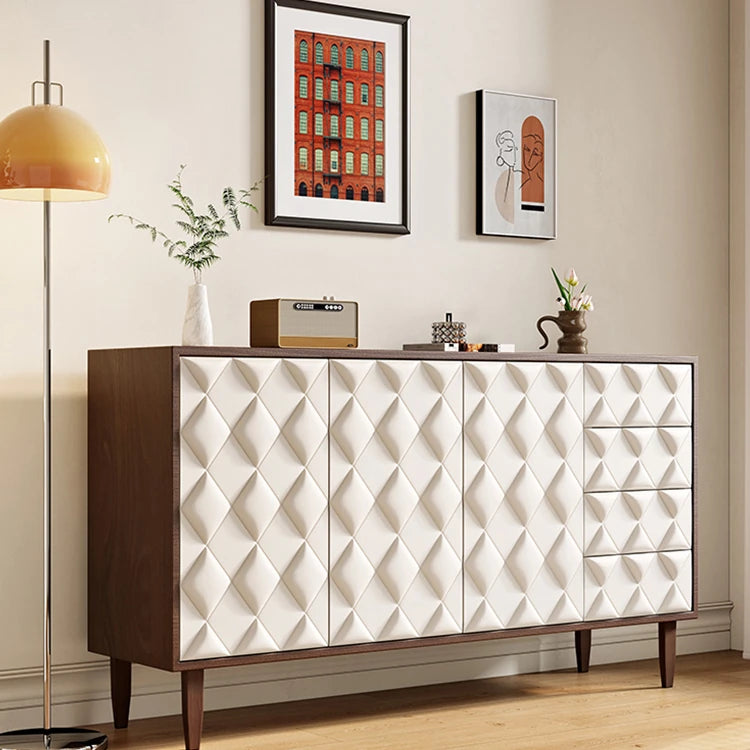 Modern Solid Wood Cabinet with Quilted Design – Elegant Storage Solution for Your Home hbs-4434